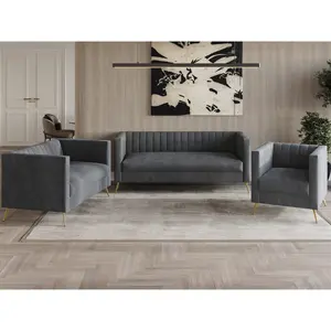 Favorer Weiss Velvet Square Arm Chair, Loveseat, Sofa