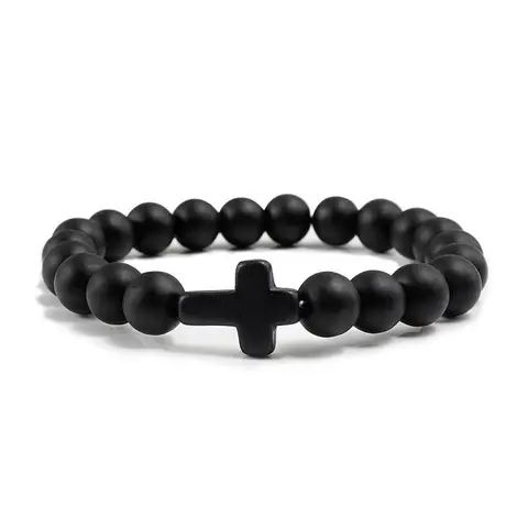 Unisex Cross Charm Beaded Bracelet, Cross Beads Bracelet, Fashionable Adjustable Bracelet for Men & Women, Trendy All-match & Exquisite Jewelry for Birthday Gift, Crystal Bracelets, Pretty Bracelet