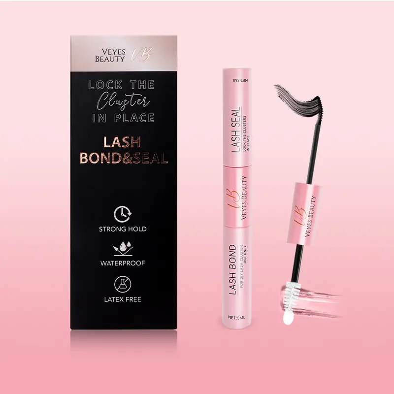 VEYESBEAUTY Lash Bond & Seal - Black 10ml 2-in-1 Lash Glue, Waterproof Eyelash Clusters Adhesive, Vegan & Cruelty-Free, Sensitive-Safe, Quick-Drying Strong Hold for Skin-Safe False Eyelashes & Adhesives Makeup,familyfun
