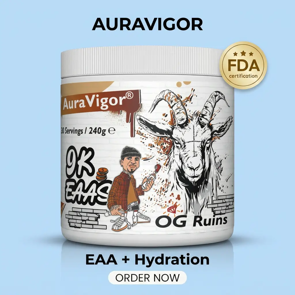 AuraVigor  EAA Hydration | EAAs + BCAA Powder | Muscle Recovery, Strength, Muscle Building, Endurance | 8G Essential Amino Acids + Electrolytes |  30 Serving