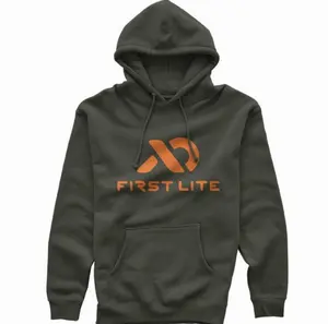 First Lite Stacked Logo Hoodie, Mens Hunting Pullover, Outdoor Performance Hoodie, Warm Cold Weather Apparel, Comfortable Gear For Hunters 1RVUY
