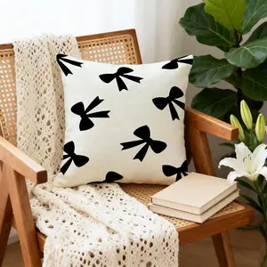 Retro Heart Bow Throw Pillow, Warm Healing Style Design, Soft Delicate Skin-friendly, Suitable for Girls Bedroom Living Room Gifting and Placement (With Pillow Insert)