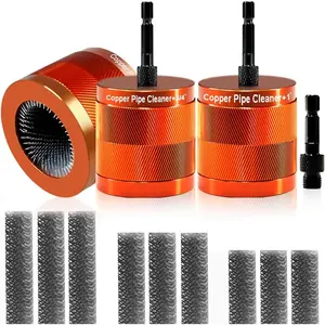1"&1/2" & 3/4" Metal Copper Pipe Cleaner Set with 1/4 Hex Shank, Replaceable Brush, Each Set Additional 3 count Replaceable  for Cleaning Rust, Stains,   Copper Pipes and Various Metal Pipes
