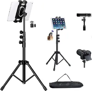 Tablet Tripod for iPad Pro Floor Stand Tripod Mount for Surface Pro Samsung Tab S9+ Holder Stand w. Remote 360° Rotating Adjustable 68" Tall for All 5.8-12.9" Phone/Tablet