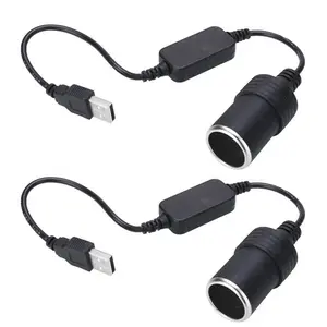 2Counts/Set 5V 2.1A USB To 12V 8W Cigarette Lighter Socket USB Male to Female Cigarette Lighter Adapter Converter FOR Car