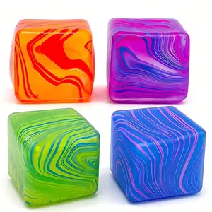 Stress Relief Squishy Cube, Ice Block Sensory Toy, Anxiety Relief Soft Gel Block, Adult Stress Ball, Multicolor Slow Rebound, Stress Relief Fidget, Squeeze Stress Relief Cubes