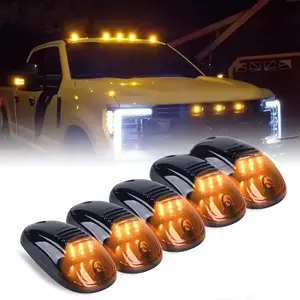 FCCEMC 5pcs LED Wireless Solar Power Cab Light Cab Light Cab Roof Running Top Marker Light Universal No Drill Cab Marker Lights