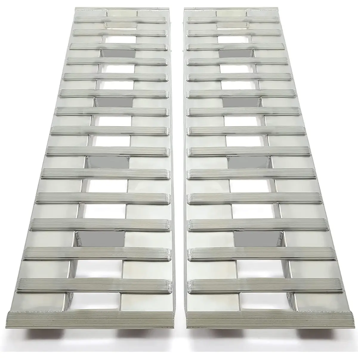 HECASA 79.62" X 14.87" X 2.5" Ramps Aluminum 6000 LBS Silver Truck Trailer Hook end Knife Foot 1 Pair 2 Ramps
