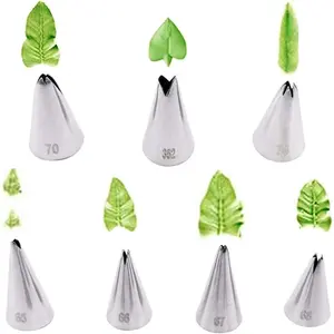 Russian Piping Tips Set, Airlxf Stainless Steel Flower Cake Cupcake Decorating Supplies Kit Flower Frosting Tips DIY Icing Piping Tips for Cake Decorating (7 PCS Leaf Tips)