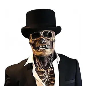 A realistic latex mask with a movable lower jaw, which can completely cover the head and is suitable for use at parties. Halloween mask