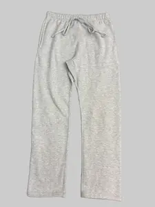 Men Uncuffed Sweatpants Gray Elastic Drawstring Waist with Side Pockets, Comfortable Casual Streetwear for Daily Outings, Gym and Everyday Wear
