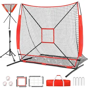 6'x6' Baseball Softball Practice Net,Baseball Backstop,with Batting Tee,Ball ,for Hitting Pitching Batting Catching with Bow Frame,Bonus Strike Zone,Target,Portable and Foldable