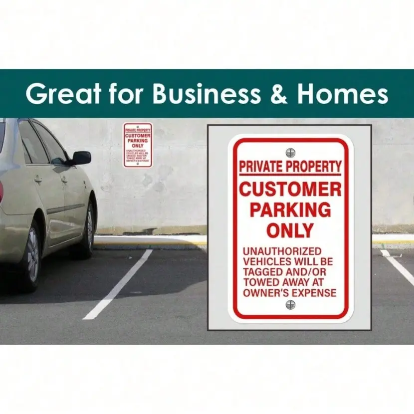 Aluminum No Trespassing Sign Customer Parking Only Private Property Outdoor Warning Sign 12x18 Inch for Home Office