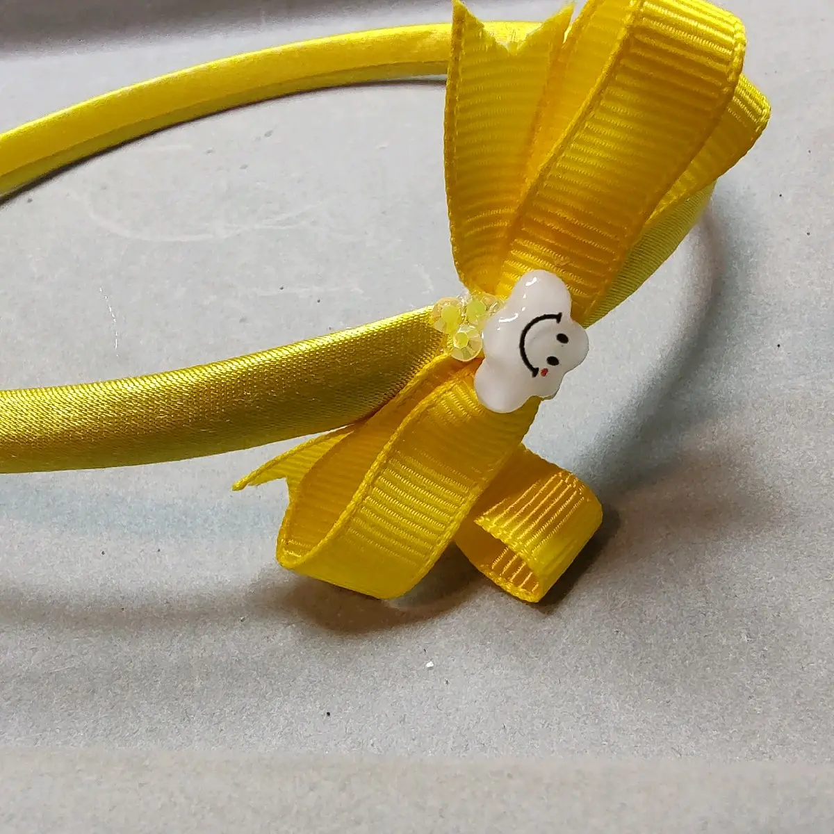 White Cloud Brand Unisex Fabric Headband - Yellow, Cute Tiny Cloud Accents, Daily Wear Fashion Hair Accessory for a Standout Look, Tiny Clouds