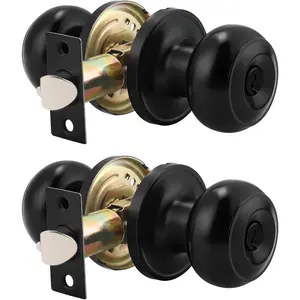 (2 Pack Black Entry Door Knobs with Key, Keyed Alike Door Locksets,Exterior Door Handle Locks, Black Door Locks with Same Keys, Entrance Lock Security