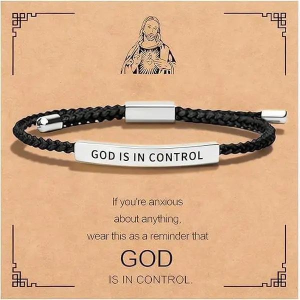 GleamJoy S God is in Control Bracelet Inspirational Bracelets for Women Christian Faith Bracelets Adjustable Braided Tube Motivational Birthday Jewelry Inspirational Gifts for Women Trendy 2026