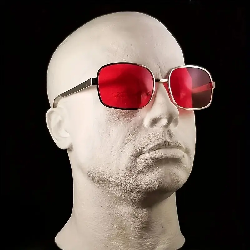 Vintage Round Unisex Circular Sunglasses, Red Tinted Lenses and Durable Alloy Frame for Long Lasting Style