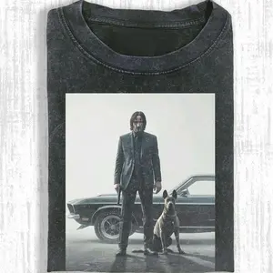 JOHN WICK T-SHIRT, Short Sleeve Crew Neck T-Shir, Fitted, Pull On, Casual, Unisex Cotton T-Shirt, Menswear, Womenswear 47Q