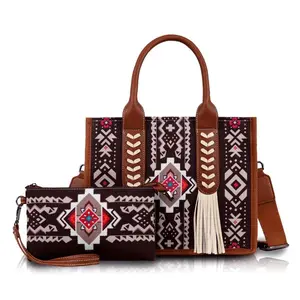 Women Handbag Travel Tote Bag Vintage Purses And Handbags Boho Style Work Shoulder Bags, With Adjustable Strap, & Clutch Zipper Pouch For Women For Women t wanita as brown beaded poloid mini lindy affordable Women's Casual Fashion Set Colorblocked