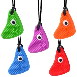 Chew Necklaces for Sensory Kids, Seeway Chewy Necklace Sensory Motor Aids, 5 Pack Silicone Sensory Chew Toys, Different Textures Chewelry, Improve Concentration, Strengthen Oral and Facial Muscles