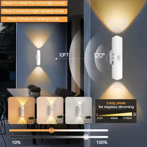 2/4/8-Pack LED Wall Lights, White - Three-Color Light - Rechargeable Motion-Sensor Wall Lights - With Magnetic Mount, Suitable for Bedrooms, Hallways, Entryways, Balconies, and Home Interior Lighting