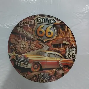 Vintage Route 66 Metal Wall Art Sign, Decorative Plaque, Weatherproof Outdoor Decoration, Home Decor for Living Room Bedroom Office