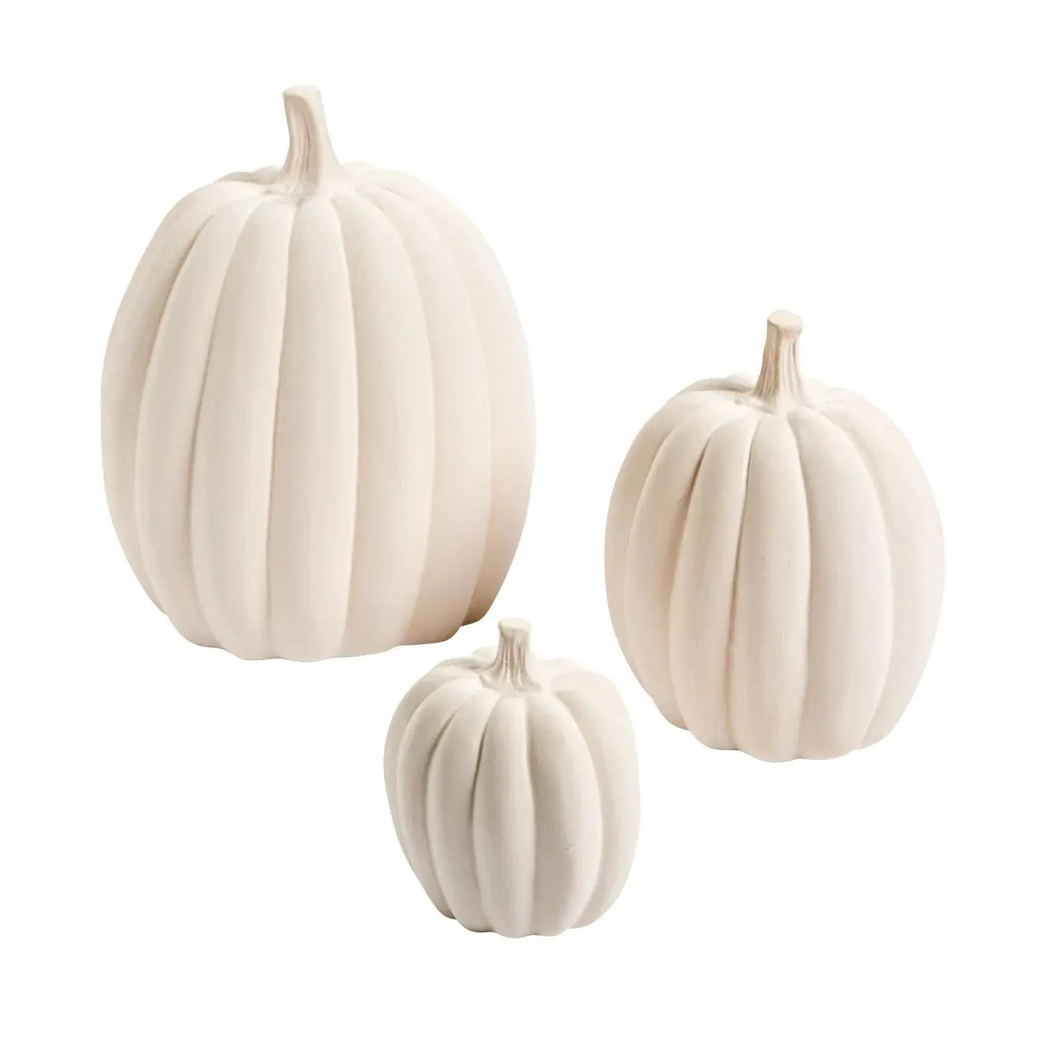 Homemade DIY Craft Ceramic Pumpkin Decoration Set - 3 Pcs, 4in-8.5in, for Room Decor, Gift & Activity Use