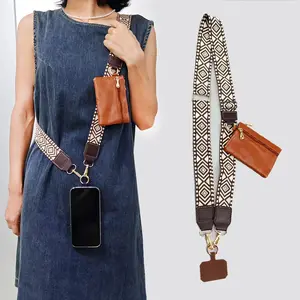 Adjustable 2-in-1 Crossbody Mobile Phone Lanyard Strap Anti-lost Cell Phone Case Rope With Universal Clip Zippered Coin Purse