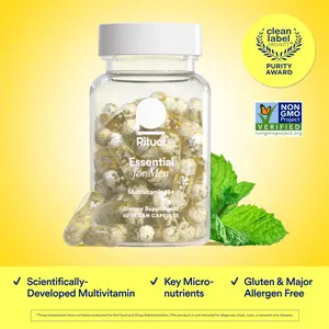 Ritual Multivitamin for Men 18+ with Zinc, Vitamin A and D3 for Immune Function Support*, Omega-3 DHA, B12, K2, Gluten Free, Non-GMO, Vegan, Mint Essenced, 30 Day Supply