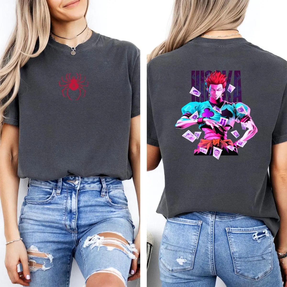 Hisoka Ver 2 - Hunter X Hunter Anime Double Printed Vintage Ed_823 Soft Everyday T-Shirt for Men & Women