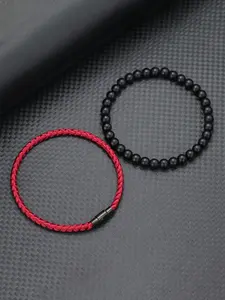 Classic New Men's Rope Bracelet Set, Matte Stone Magnetic Clasp, Casual Outdoor Nautical Wristband Jewelry, 2-Piece Set, 5 Colors Stackable Bracelet, Beaded Bracelets