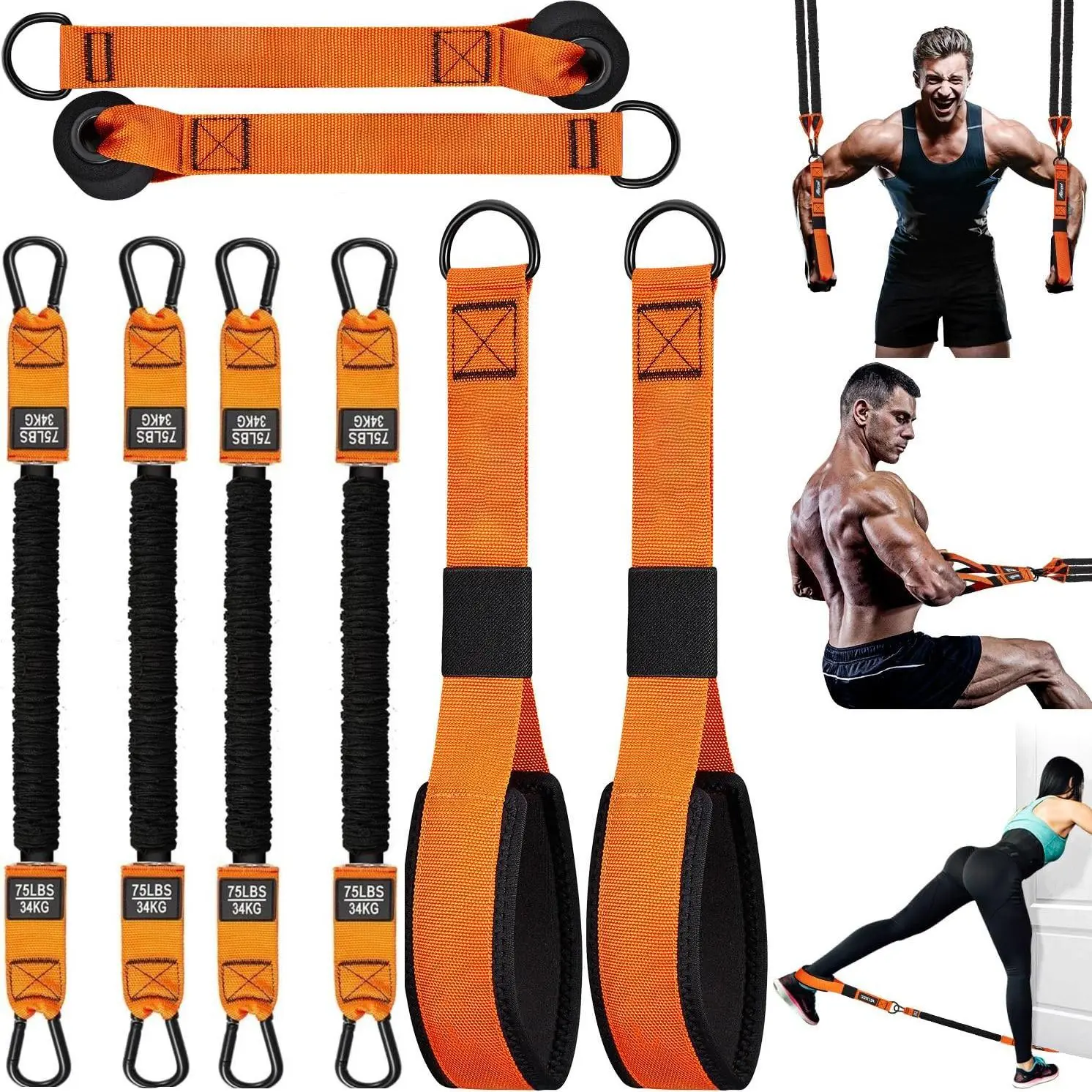 Resistance Band Set with Handle, Workout Bands Set with Door Anchor, Workout Straps, Home Gym Equipment, Fitness Equipment for Push Downs, Seated Rope Rowing, Rope Curl, At Home Gym Equipment, Home Gym Kit, Exercise Equipment