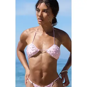 Pacsun Women's Pink Azalea Shine Halter Bikini Top