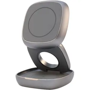 3 in 1 Foldable Metal Magnetic Wireless Charging Station, Magsafe Phone Stander, Build-in Design Charger, Fast Simulataneous Charging Holder, Compatible with iPhone 16/15/14/13/12Pro/Apple Watch&AirPods