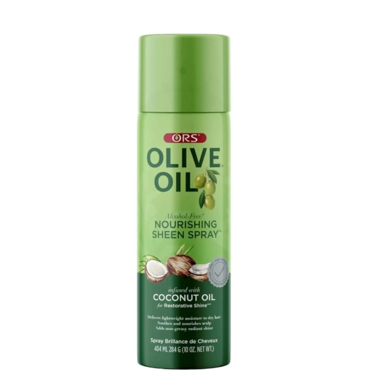 ORS Coconut-Infused Nourishing Sheen Spray - 10oz Haircare Moisturizer for Dry Hair, Frizz Control, Lightweight Daily Hydrating Styling, Glossy Finish, All Hair Types