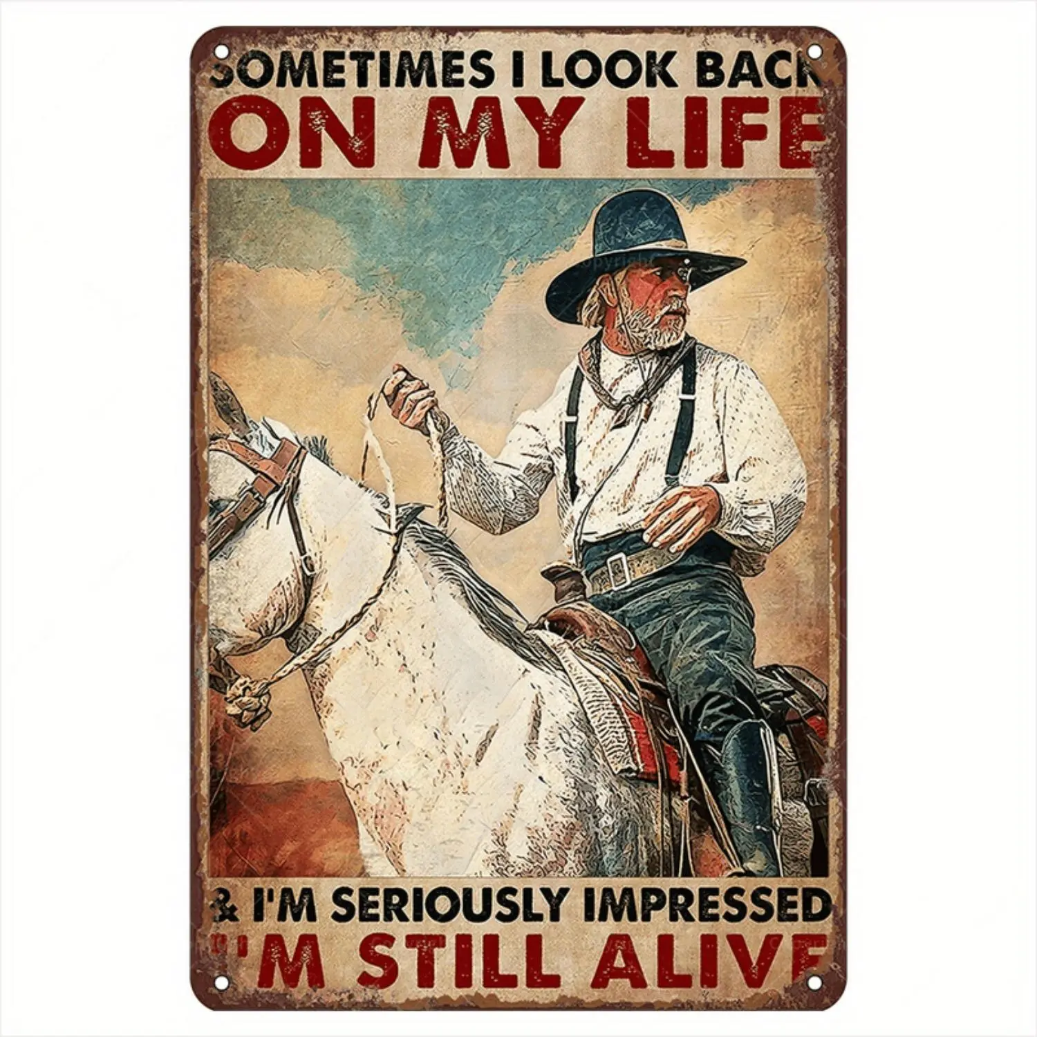 Old West Denim Iron Wall Hangings - Hangable Home Decor for Western Enthusiasts, Ranch Decor and Gifting