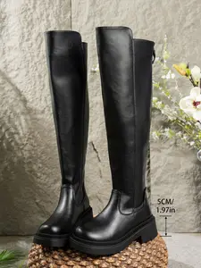 Women's Over-The-Knee Boots New Thick Sole Height Increasing Knight Boots Slimming High Tube Elastic Rubber Boots