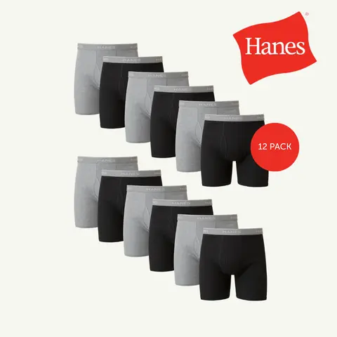 Hanes Men's Cotton Boxer Brief Underwear Super Value Pack Comfortable Fit Soft Stretch Fabric Breathable