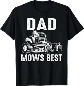 Dad Mows Best Funny Riding Mower Retro Mowing Dad T-Shirt