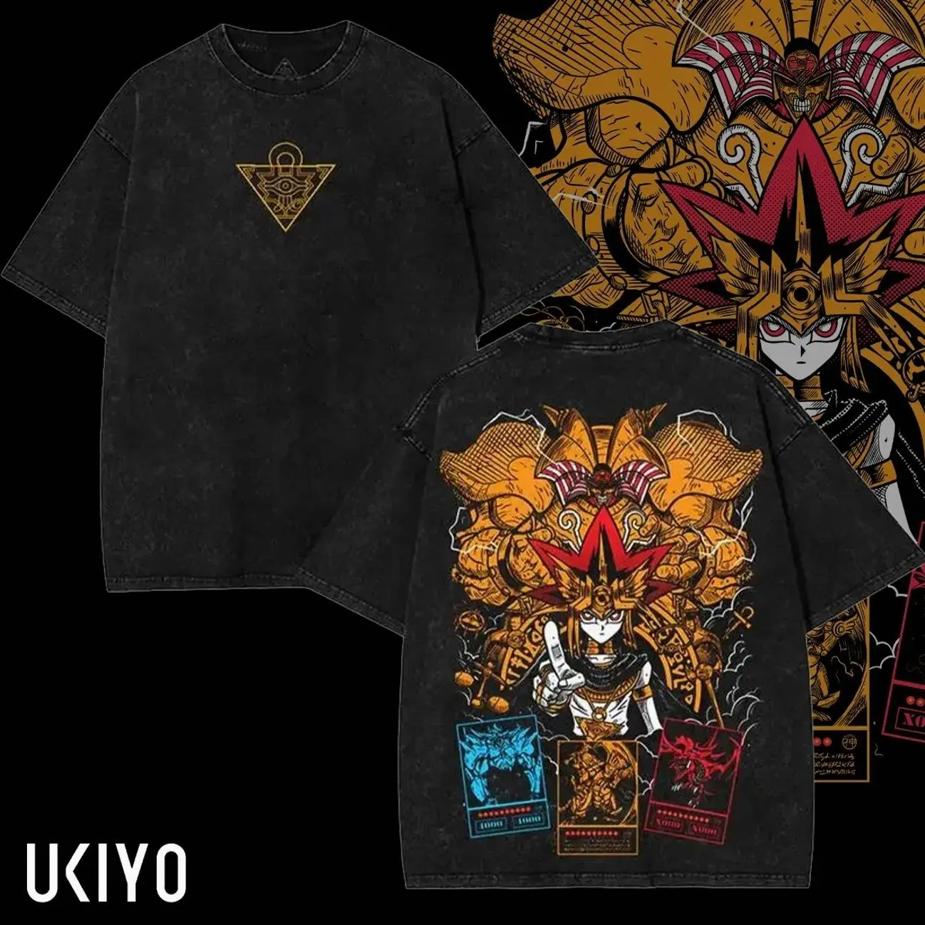 God Card exodia ra obelisk osiris Yugioh Yu-gi-oh Monster Card Yugi Muto anime manga game 2 sided Washed Tshirt, Hoodie unisex graphic tee 90s Cotton shirt Top 15D