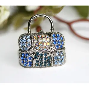 Rhinestone Jeweled Brooch Pin with Durable Metal Pins, Fashion Accessory for Purse or Clothing Accents