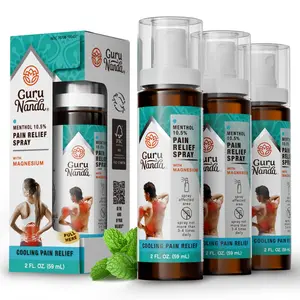 GuruNanda Menthol with Magnesium Spray for Pain Relief – 10.5% Menthol Cooling Spray for Muscle, Joint & Back Discomfort – Fast-Acting Relief, Pack of 3