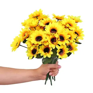 6pc Sunflower 7-Head Artificial Sunflower Bouquet, Wedding Home Decoration, Beautiful Fake Flower Arrangement, Perfect Gift Idea