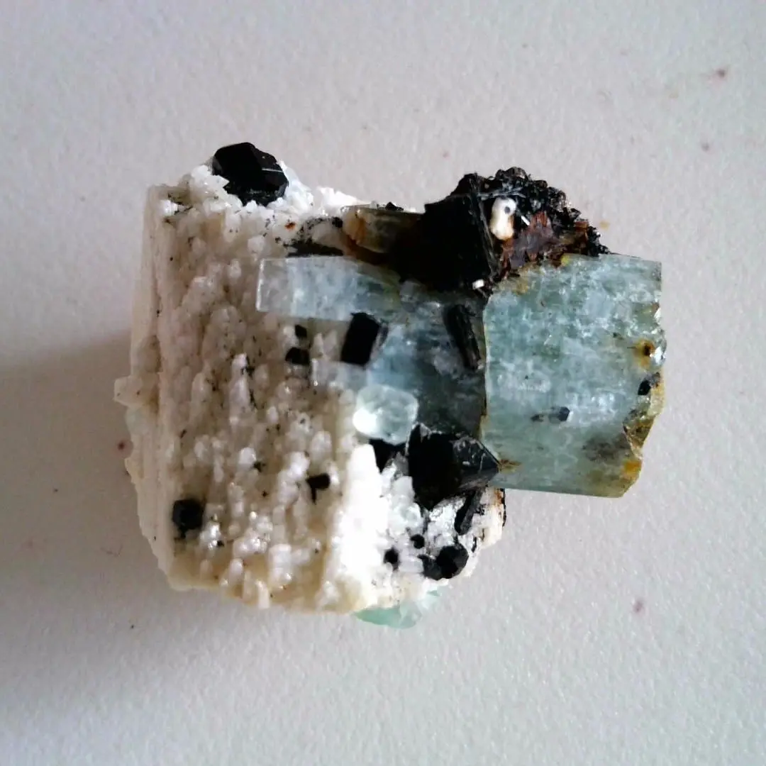 Crystal 7005 : Natural Aquamarine, Shorl, Feldspar specimen from Namibia