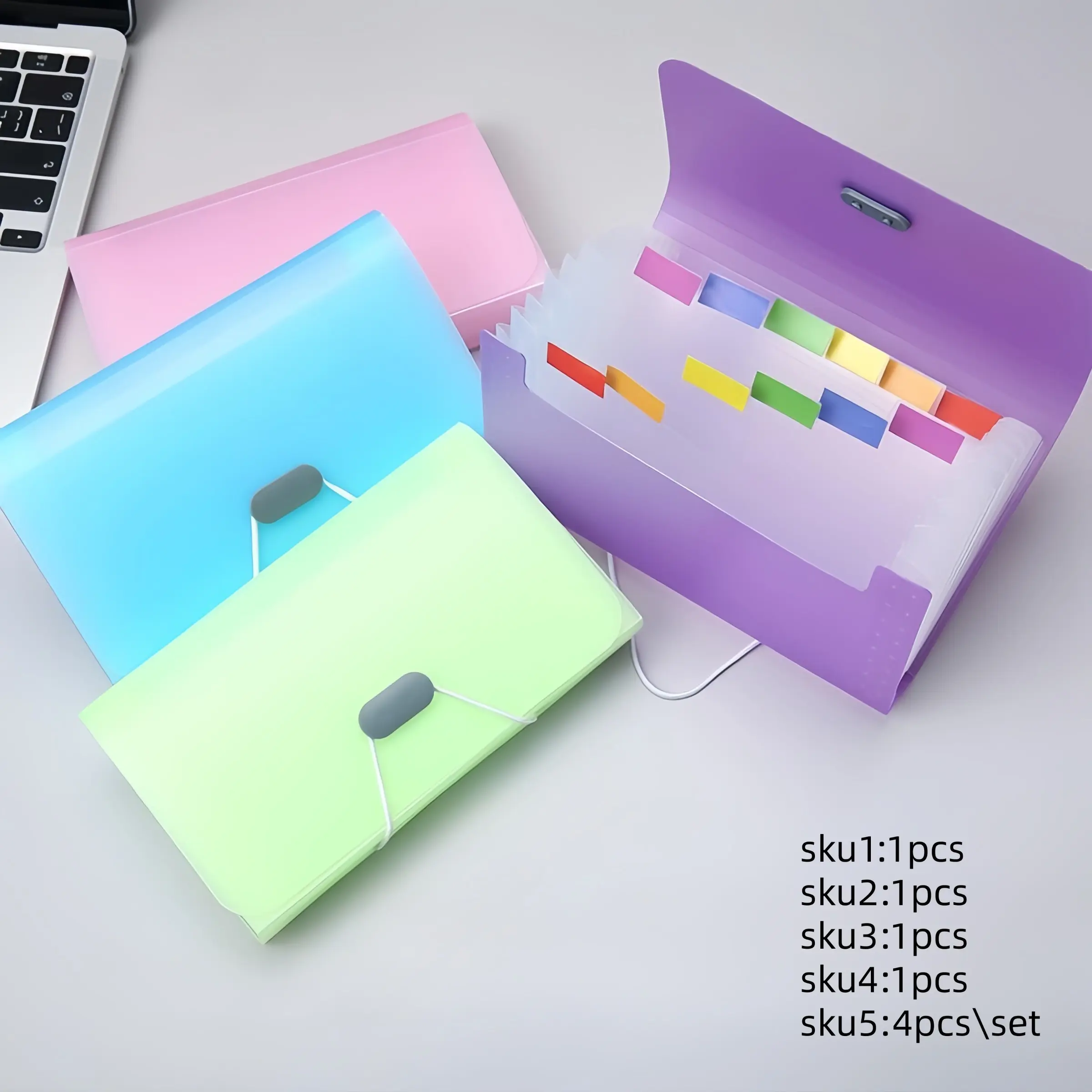 1pcs/4pcs 13-Grid Candy Color Plastic File Folder, Plastic Folders, A6 Mini Accordion Bag, Office Supplies Receipt Storage Holder, Document Organizer Student Return-to-School Information Book, Filing Folders