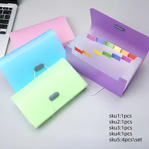 1pcs/4pcs 13-Grid Candy Color File Folder, A6 Mini Accordion Bag, Office Supplies Receipt Storage Holder, Document Organizer Student Return-to-School Information Book