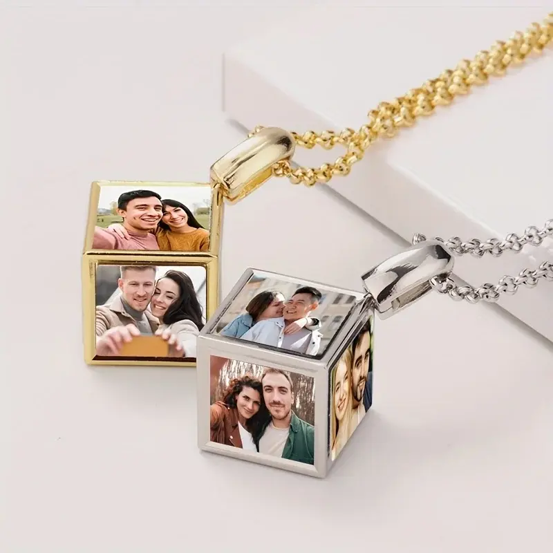 Custom 6 Pictures Fashion 6 faces Cube Necklace