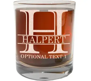Personalized Etch 11oz Custom Whiskey Glass, Whiskey Gifts for Men, Bourbon Glass Engraved, Birthday Gifts for Men Dad Husband Groomsmen Gifts, Customized Monogram Gifts, Halpert