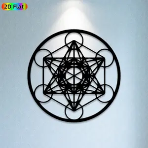 1pc Metatron's Cube Metal Wall Art, Intricate Metatron's Cube Statue Mural, Ideal Gift for New Year, Easter, Sacred Geometry Enthusiasts,  Perfect for Indoor Wall & Outdoor Fence Sacred Geometry Enthusiasts
