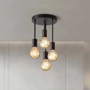 Modern Minimalist Ceiling Light Fixture, 4-Head Design in Iron Style, E27 Bulb Socket, 110-240v Voltage for Home or Office Decor, Home Decor Lighting